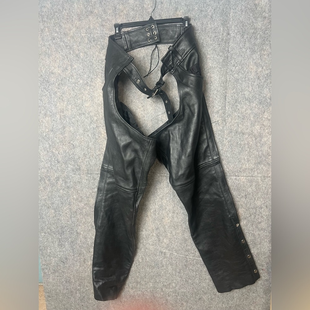 Unik Ultra Men Size XL Black Leather motorcycle‎ Chaps